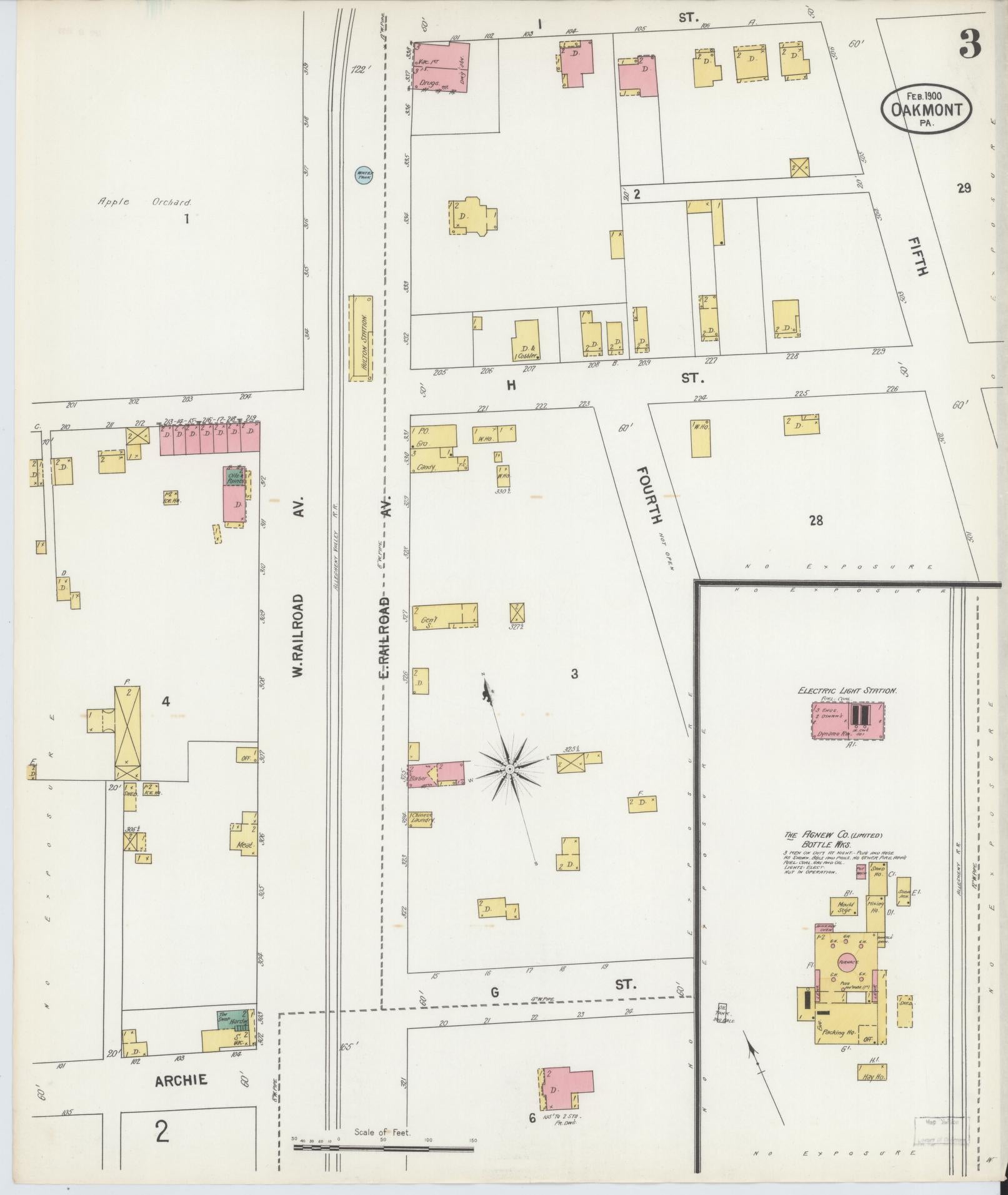 Sanborn Fire Insurance Map from Oakmont, Allegheny County, Pennsylvania (1900), Sheet #0003 - Complete Map Set gallery image, historic Sanborn map, vintage wall art, Pennsylvania Pennsylvania