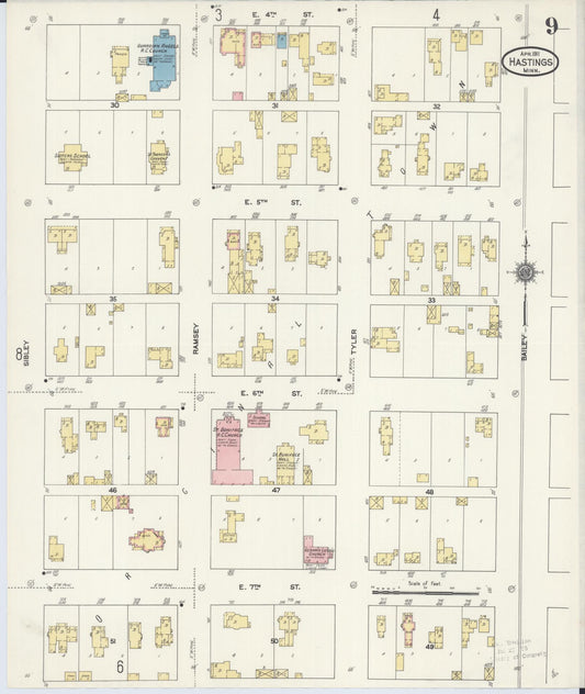 Sanborn Fire Insurance Map from Hastings, Dakota County, Minnesota (1911), Sheet #0009 - Historic Sanborn Fire Insurance Map Print, vintage old map wall art, antique decor, genealogy gift, Minnesota Minnesota map