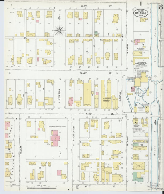 Sanborn Fire Insurance Map from Delphos, Van Wert And Allen Counties, Ohio (1899), Sheet #0008 - Historic Sanborn Fire Insurance Map Print, vintage old map wall art, antique decor, genealogy gift, Ohio Ohio map