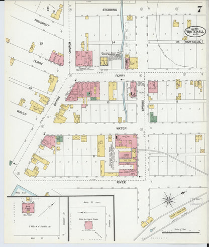 Sanborn Fire Insurance Map from Whitehall, Muskegon County, Michigan (1902), Sheet #0007 - Historic Sanborn Fire Insurance Map Print, vintage old map wall art, antique decor, genealogy gift, Michigan Michigan map