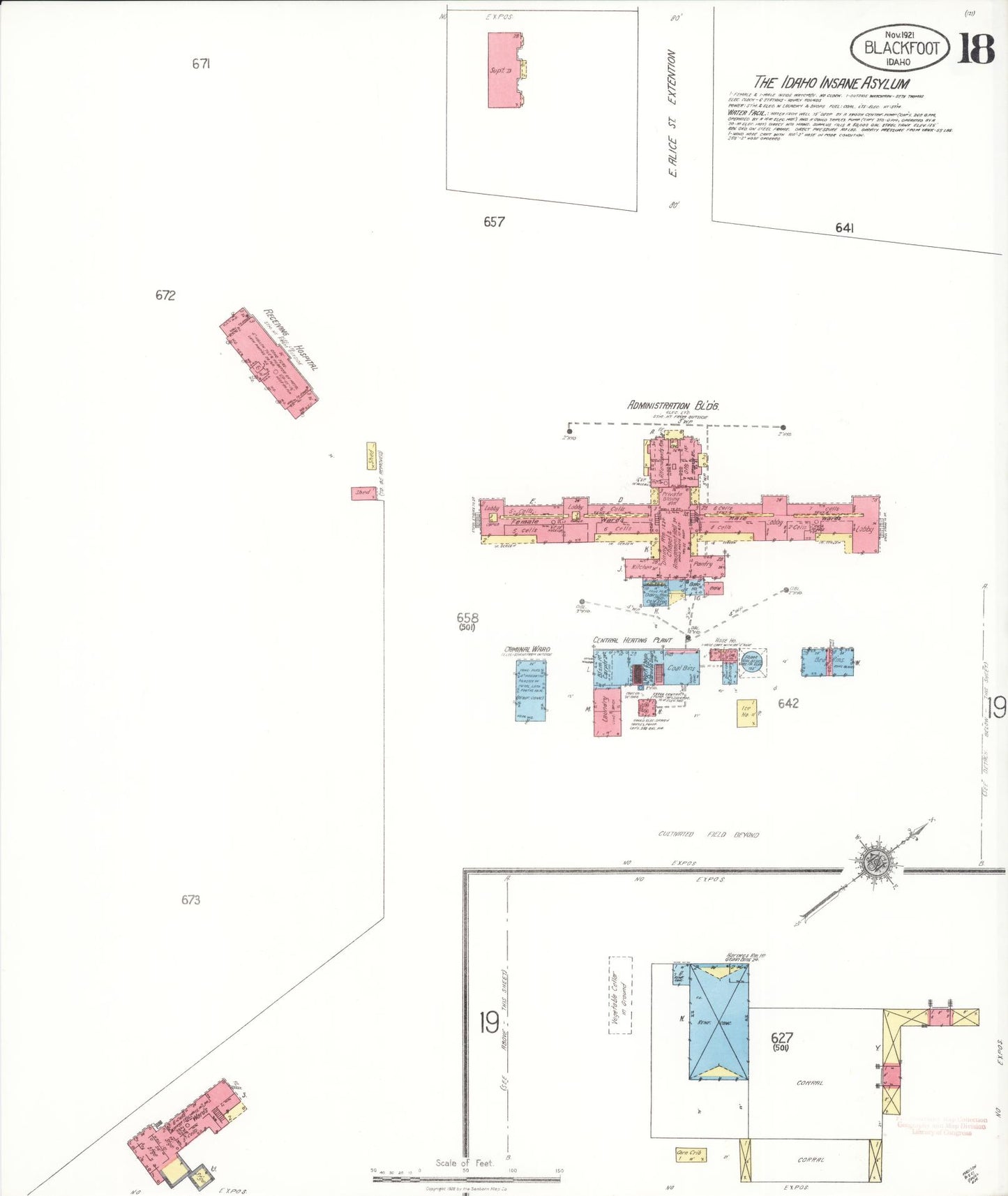 Sanborn Fire Insurance Map from Blackfoot, Bingham County, Idaho (1921), Sheet #0018 - Complete Map Set gallery image, historic Sanborn map, vintage wall art, Idaho Idaho