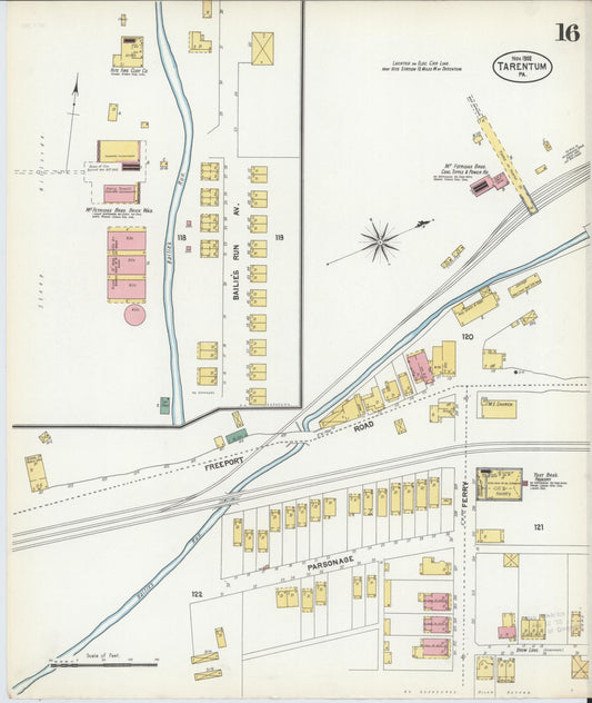 Sanborn Fire Insurance Map from Tarentum, Allegheny County, Pennsylvania (1902), Sheet #0016 - Historic Sanborn Fire Insurance Map Print, vintage old map wall art, antique decor, genealogy gift, Pennsylvania Pennsylvania map