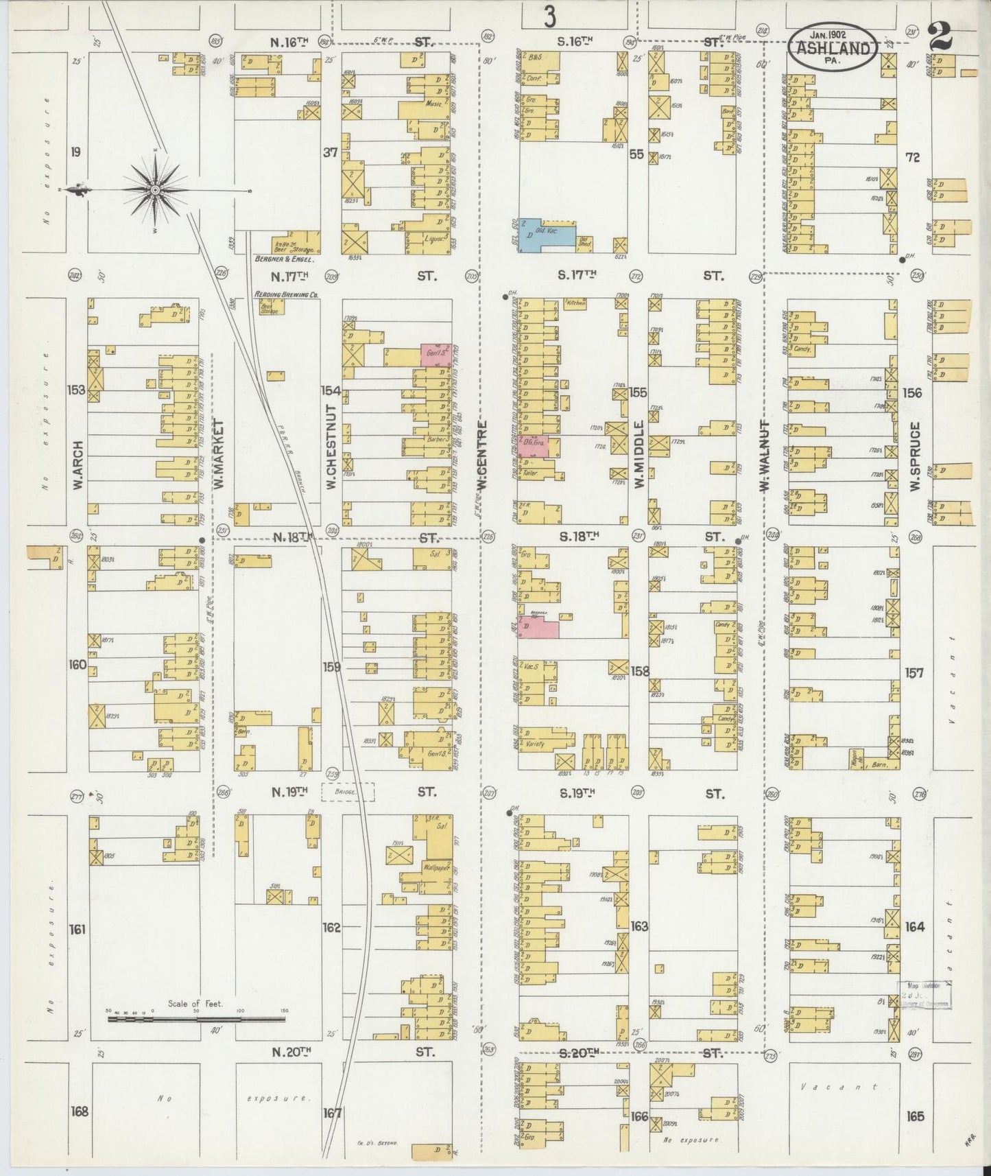 Sanborn Fire Insurance Map from Ashland, Schuylkill County, Pennsylvania (1902), Sheet #0002 - Historic Sanborn Fire Insurance Map Print, vintage old map wall art, antique decor, genealogy gift, Pennsylvania Pennsylvania map