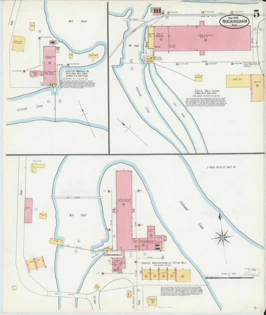 Sanborn Fire Insurance Map from Rockingham, Richmond County, North Carolina (1905), Sheet #0005 - Historic Sanborn Fire Insurance Map Print, vintage old map wall art, antique decor, genealogy gift, North Carolina North Carolina map