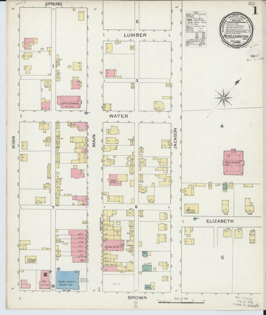 Sanborn Fire Insurance Map from New Lexington, Perry County, Ohio (1893), Sheet #0001 - Historic Sanborn Fire Insurance Map Print, vintage old map wall art, antique decor, genealogy gift, Ohio Ohio map