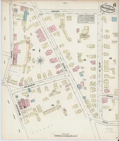 Sanborn Fire Insurance Map from Waterbury, New Haven County, Connecticut (1884), Sheet #0006 - Complete Map Set gallery image, historic Sanborn map, vintage wall art, Connecticut Connecticut