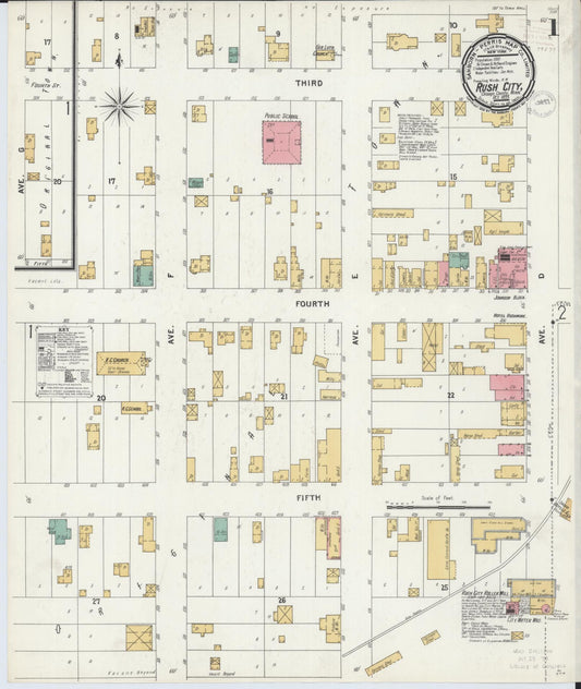 Sanborn Fire Insurance Map from Rush City, Chisago County, Minnesota (1899), Sheet #0001 - Historic Sanborn Fire Insurance Map Print, vintage old map wall art, antique decor, genealogy gift, Minnesota Minnesota map