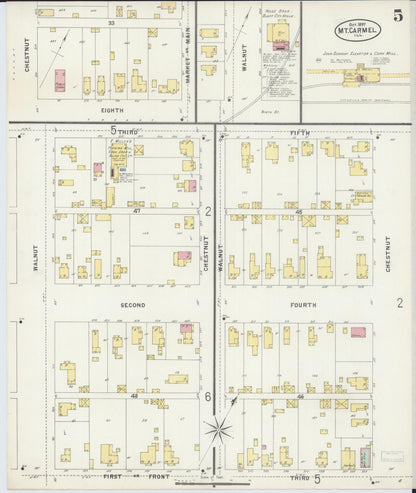 Sanborn Fire Insurance Map from Mount Carmel, Wabash County, Illinois (1897), Sheet #0005 - Complete Map Set gallery image, historic Sanborn map, vintage wall art, Illinois Illinois
