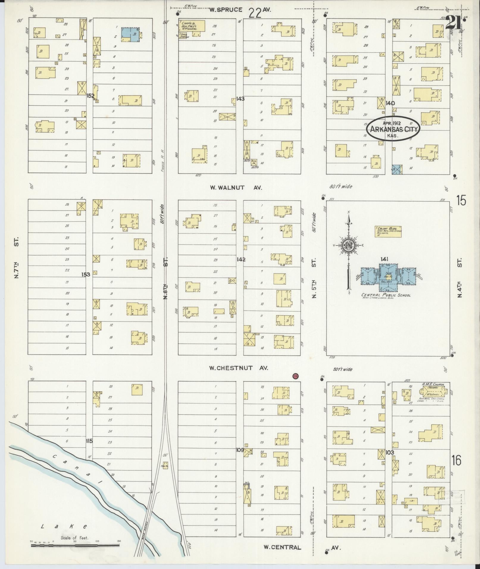 Sanborn Fire Insurance Map from Arkansas City, Cowley County, Kansas (1912), Sheet #0021 - Complete Map Set gallery image, historic Sanborn map, vintage wall art, Kansas Kansas