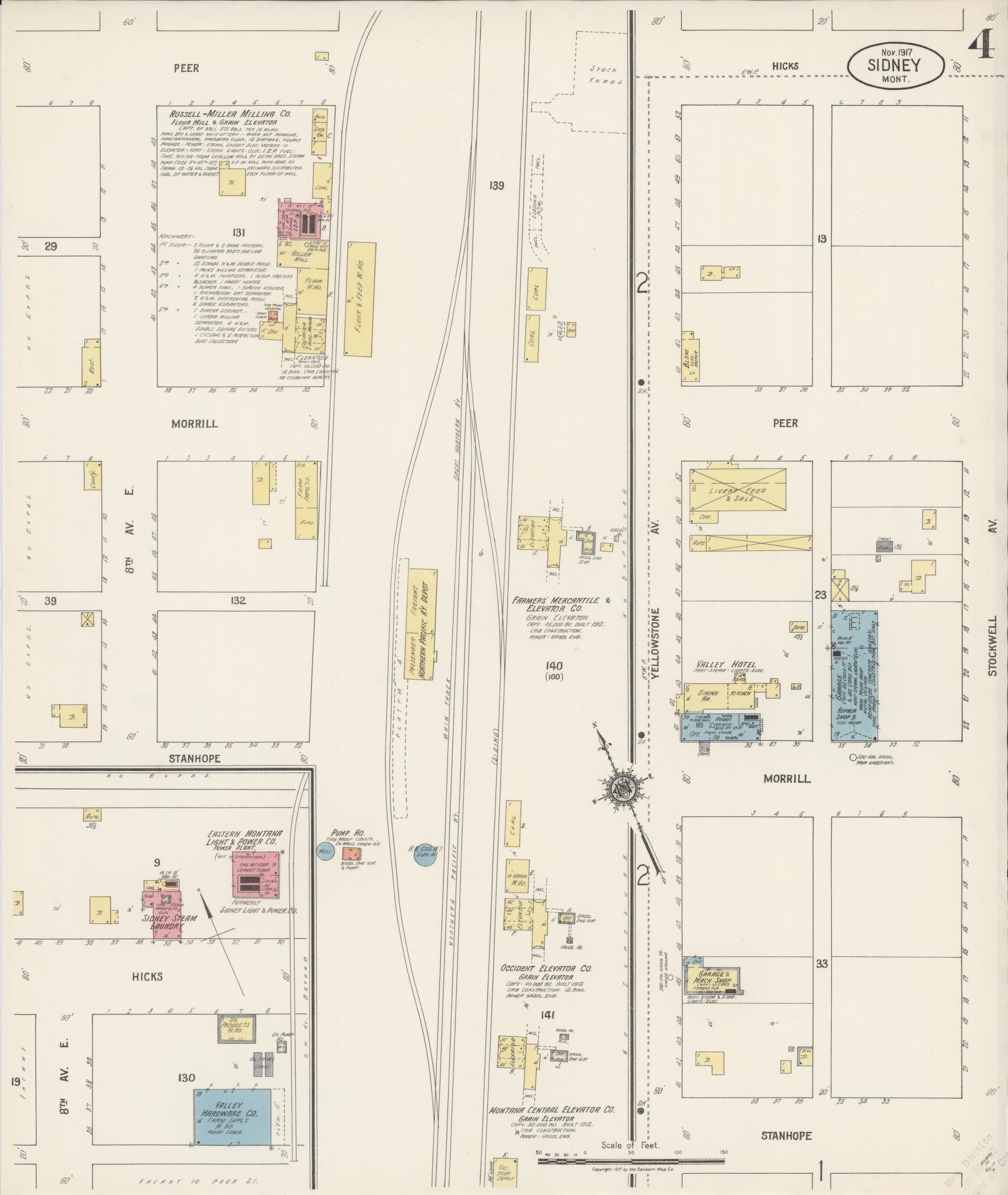 Sanborn Fire Insurance Map from Sidney, Richland County, Montana (1917), Sheet #0004 - Complete Map Set gallery image, historic Sanborn map, vintage wall art, Montana Montana
