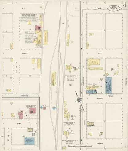 Sanborn Fire Insurance Map from Sidney, Richland County, Montana (1917), Sheet #0004 - Complete Map Set gallery image, historic Sanborn map, vintage wall art, Montana Montana