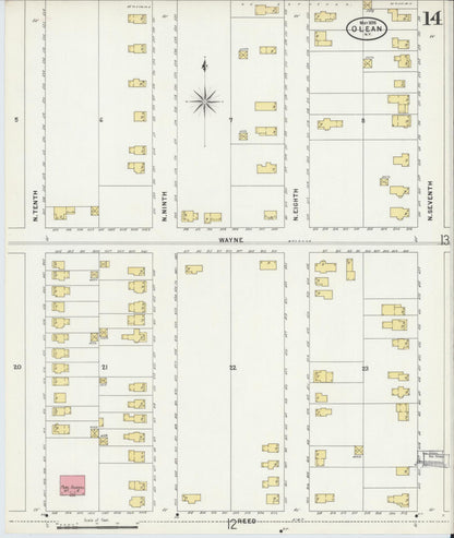 Sanborn Fire Insurance Map from Olean, Cattaraugus County, New York (1898), Sheet #0014 - Complete Map Set gallery image, historic Sanborn map, vintage wall art, New York New York