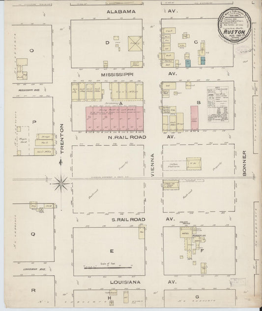 Sanborn Fire Insurance Map from Ruston, Lincoln Parish, Louisiana. (1885) – Historic Sanborn Fire Insurance Map Print