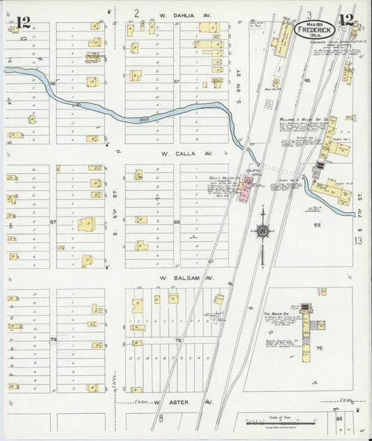 Sanborn Fire Insurance Map from Frederick, Tillman County, Oklahoma (1924), Sheet #0012 - Historic Sanborn Fire Insurance Map Print, vintage old map wall art, antique decor, genealogy gift, Oklahoma Oklahoma map