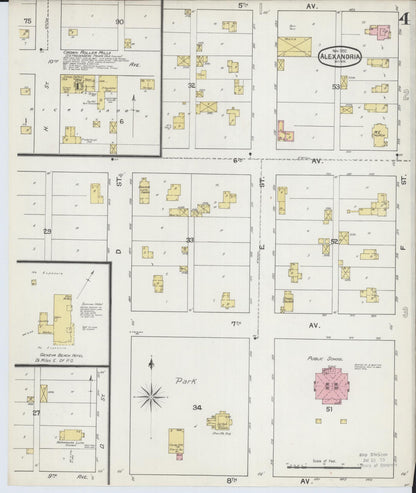 Sanborn Fire Insurance Map from Alexandria, Douglas County, Minnesota (1892), Sheet #0004 - Historic Sanborn Fire Insurance Map Print, vintage old map wall art, antique decor, genealogy gift, Minnesota Minnesota map