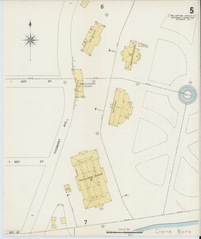 Sanborn Fire Insurance Map from Atlanta, Fulton  County, Georgia (1895), Sheet #0005 - Complete Map Set gallery image, historic Sanborn map, vintage wall art, Georgia Georgia