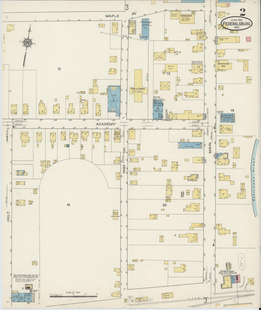 Caroline, Maryland - 1915 - Sanborn Fire Insurance Map, Sheet #0002 - Historic Sanborn Fire Insurance Map Print, Caroline Maryland 1915 0002 vintage old map wall art