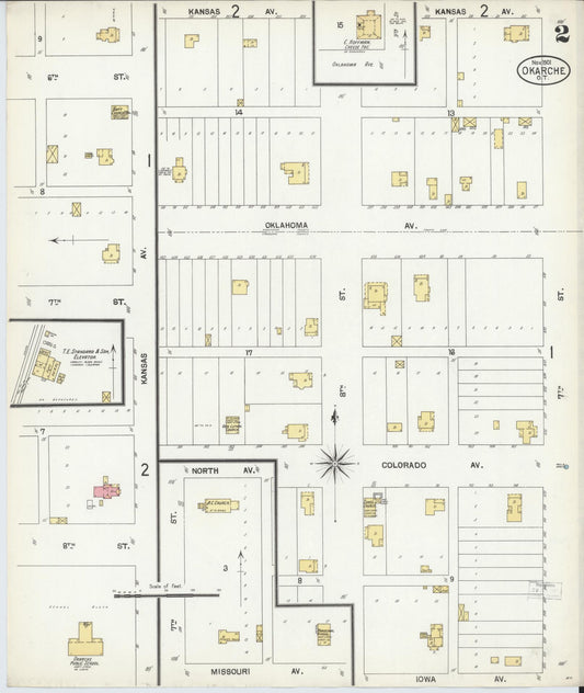 Sanborn Fire Insurance Map from Okarche, Kingfisher and Canadian Counties, Oklahoma (1901), Sheet #0002 - Historic Sanborn Fire Insurance Map Print, vintage old map wall art, antique decor, genealogy gift, Oklahoma Oklahoma map