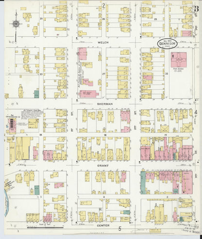 Sanborn Fire Insurance Map from Dennison, Tuscarawas County, Ohio (1909), Sheet #0003 - Historic Sanborn Fire Insurance Map Print, vintage old map wall art, antique decor, genealogy gift, Ohio Ohio map