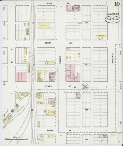 Sanborn Fire Insurance Map from Superior, Douglas County, Wisconsin (1887), Sheet #0010 - Complete Map Set gallery image, historic Sanborn map, vintage wall art, Wisconsin Wisconsin
