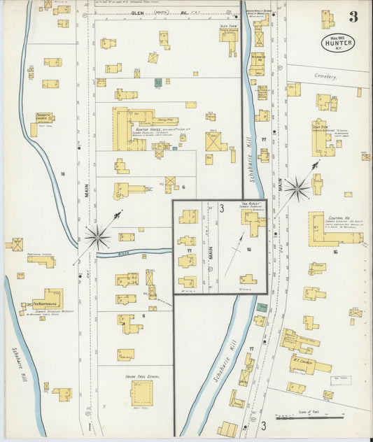Sanborn Fire Insurance Map from Hunter, Greene County, New York (1903), Sheet #0003 - Historic Sanborn Fire Insurance Map Print, vintage old map wall art, antique decor, genealogy gift, New York New York map