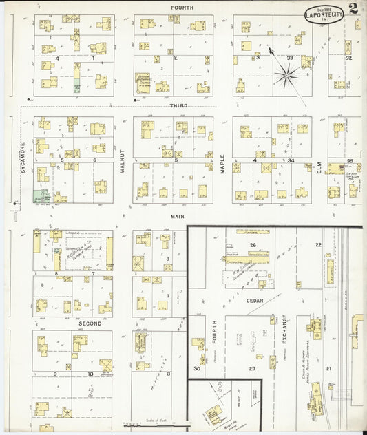 Sanborn Fire Insurance Map from La Porte City, Black Hawk County, Iowa (1895), Sheet #0002 - Historic Sanborn Fire Insurance Map Print, vintage old map wall art