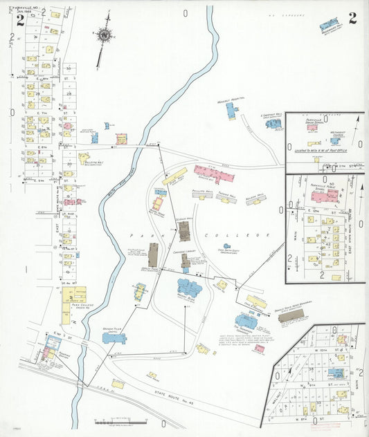 Sanborn Fire Insurance Map from Parkville, Platte County, Missouri (1948), Sheet #0002 - Historic Sanborn Fire Insurance Map Print, vintage old map wall art, antique decor, genealogy gift, Missouri Missouri map