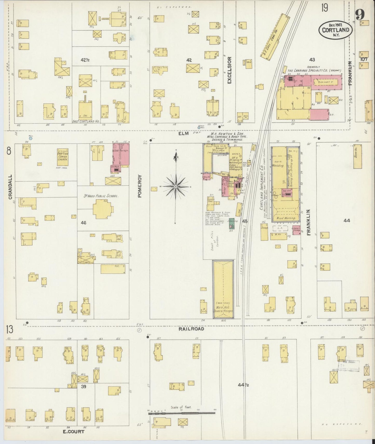 Sanborn Fire Insurance Map from Cortland, Cortland County, New York (1902), Sheet #0009 - Complete Map Set gallery image, historic Sanborn map, vintage wall art, New York New York