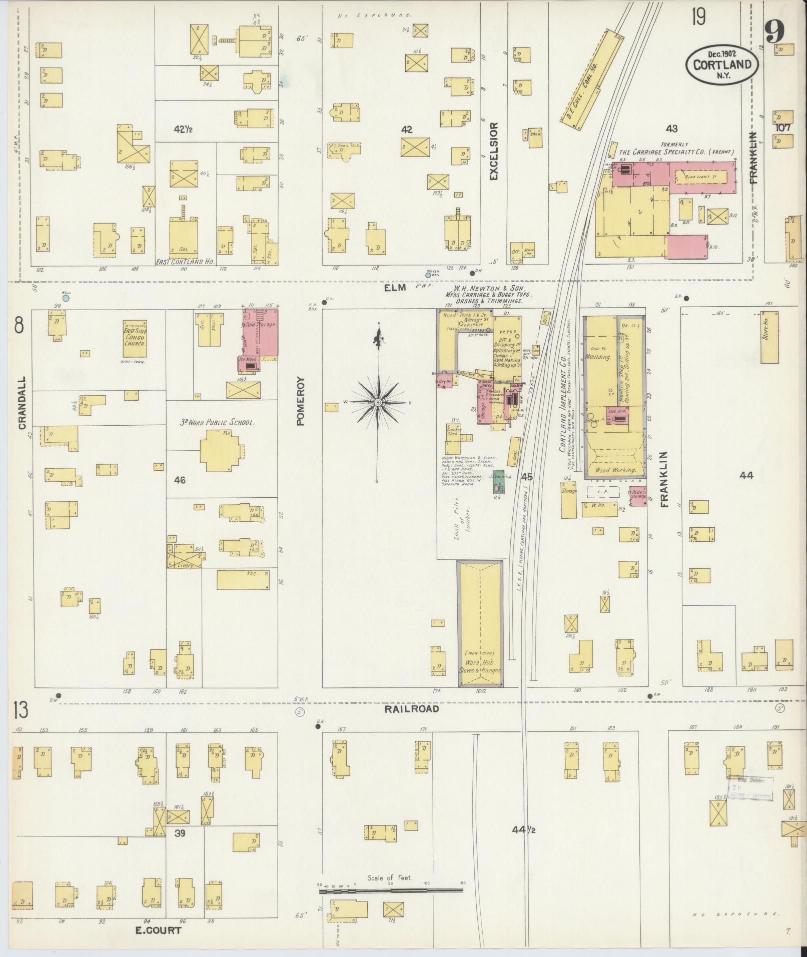 Sanborn Fire Insurance Map from Cortland, Cortland County, New York (1902), Sheet #0009 - Complete Map Set gallery image, historic Sanborn map, vintage wall art, New York New York