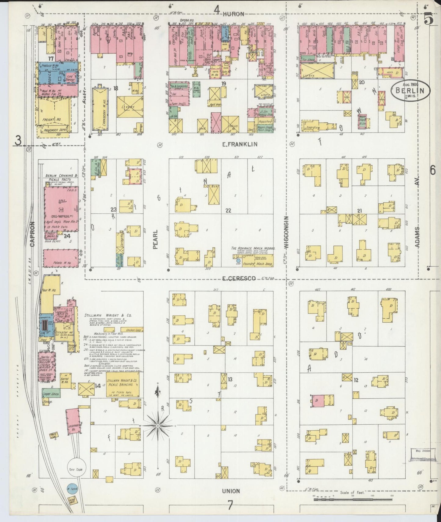 Sanborn Fire Insurance Map from Berlin, Green Lake County, Wisconsin (1900), Sheet #0005 - Complete Map Set gallery image, historic Sanborn map, vintage wall art, Wisconsin Wisconsin