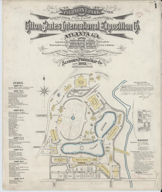 Sanborn Fire Insurance Map from Atlanta, Fulton  County, Georgia (1895), Sheet #0001 - Complete Map Set gallery image, historic Sanborn map, vintage wall art, Georgia Georgia