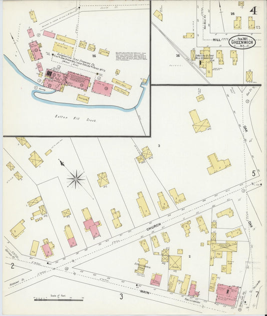 Sanborn Fire Insurance Map from Greenwich, Washington County, New York (1907), Sheet #0004 - Historic Sanborn Fire Insurance Map Print, vintage old map wall art, antique decor, genealogy gift, New York New York map