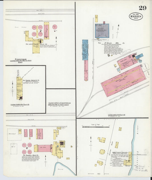 Sanborn Fire Insurance Map from Warren, Trumbull County, Ohio (1908), Sheet #0029 - Historic Sanborn Fire Insurance Map Print, vintage old map wall art, antique decor, genealogy gift, Ohio Ohio map