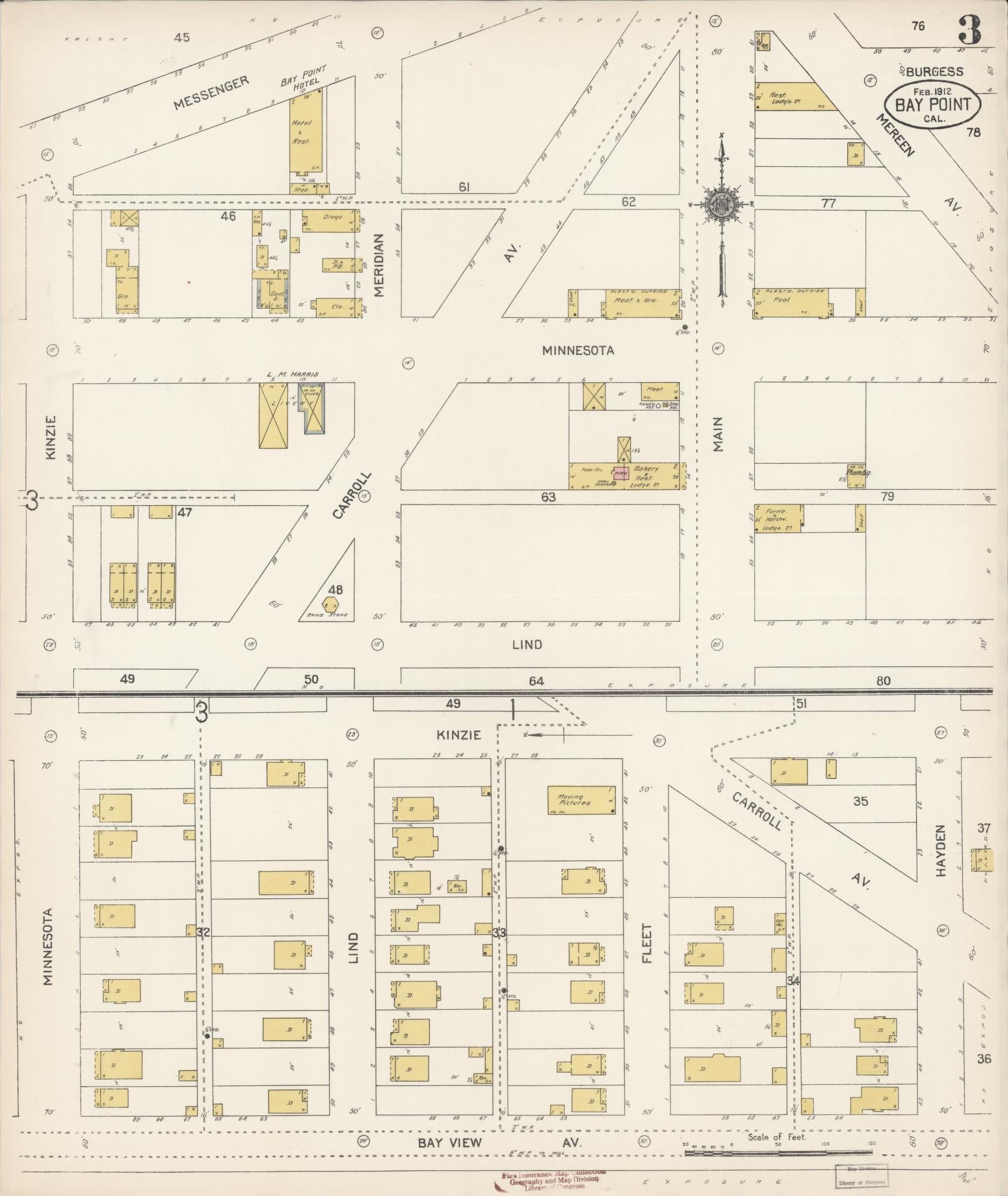 Sanborn Fire Insurance Map from Bay Point, Contra Costa County, California (1912), Sheet #0003 - Historic Sanborn Fire Insurance Map Print, vintage old map wall art, antique decor, genealogy gift, California California map