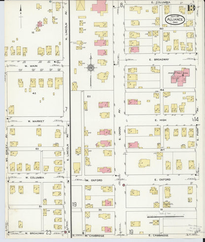 Sanborn Fire Insurance Map from Alliance, Stark County, Ohio (1911), Sheet #0013 - Complete Map Set gallery image, historic Sanborn map, vintage wall art, Ohio Ohio