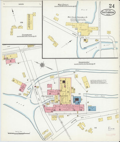 Sanborn Fire Insurance Map from Southbridge, Worcester County, Massachusetts (1918), Sheet #0024 - Complete Map Set gallery image, historic Sanborn map, vintage wall art, Massachusetts Massachusetts