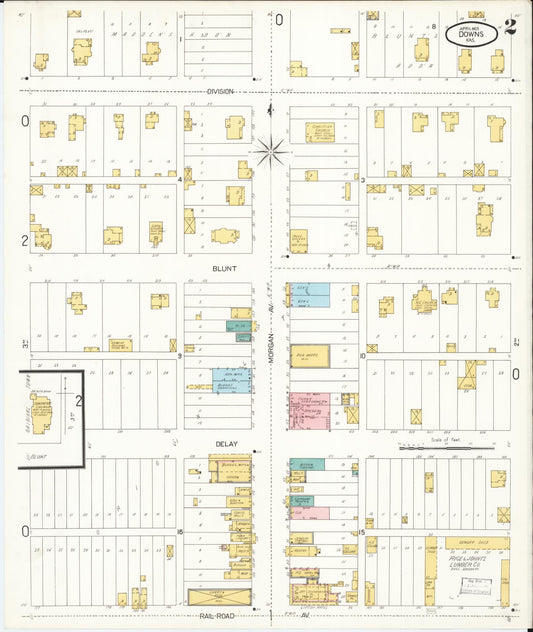 Sanborn Fire Insurance Map from Downs, Osborne County, Kansas (1905), Sheet #0002 - Complete Map Set gallery image, historic Sanborn map, vintage wall art, Kansas Kansas