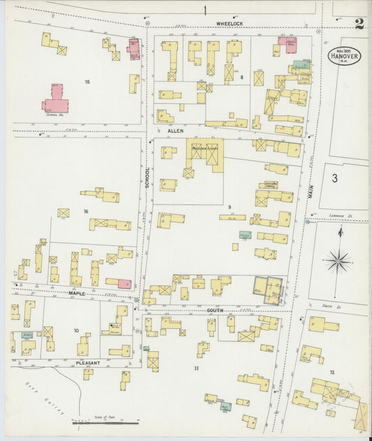 Sanborn Fire Insurance Map from Hanover, Grafton County, New Hampshire (1899), Sheet #0002 - Historic Sanborn Fire Insurance Map Print, vintage old map wall art, antique decor, genealogy gift, New Hampshire New Hampshire map