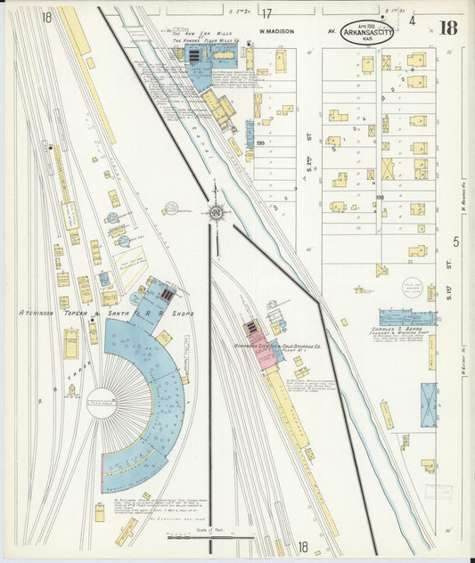 Sanborn Fire Insurance Map from Arkansas City, Cowley County, Kansas (1912), Sheet #0018 - Historic Sanborn Fire Insurance Map Print, vintage old map wall art, antique decor, genealogy gift, Arkansas Arkansas map