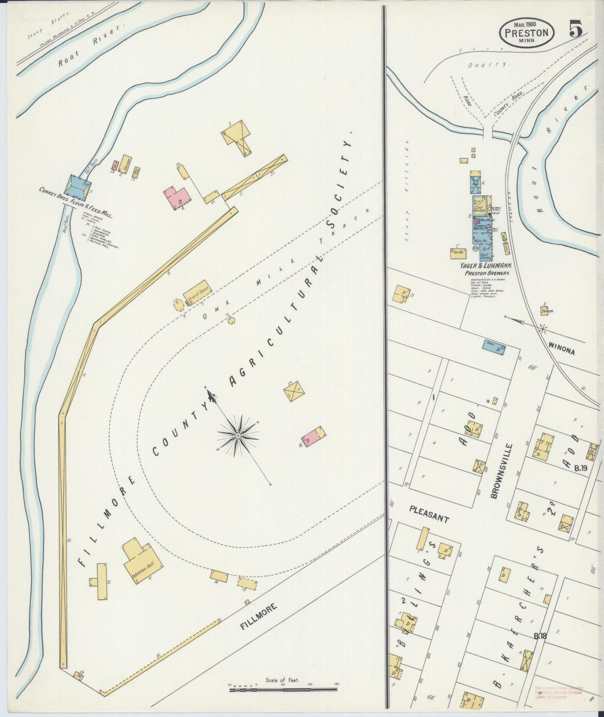 Sanborn Fire Insurance Map from Preston, Fillmore County, Minnesota (1900), Sheet #0005 - Complete Map Set gallery image, historic Sanborn map, vintage wall art, Minnesota Minnesota