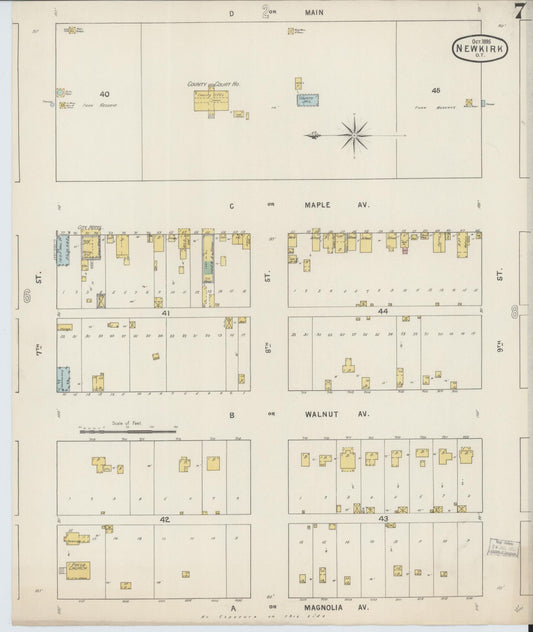 Sanborn Fire Insurance Map from Newkirk, Kay County, Oklahoma (1895), Sheet #0007 - Historic Sanborn Fire Insurance Map Print, vintage old map wall art, antique decor, genealogy gift, Oklahoma Oklahoma map