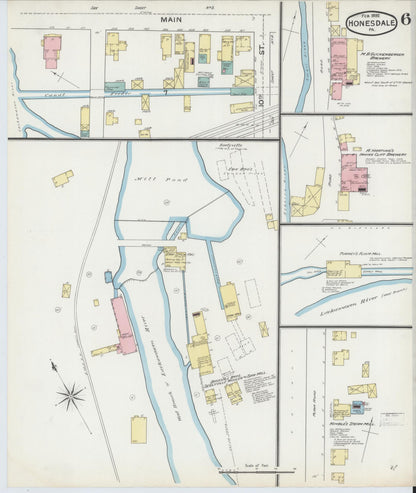 Sanborn Fire Insurance Map from Honesdale, Wayne County, Pennsylvania (1892), Sheet #0006 - Complete Map Set gallery image, historic Sanborn map, vintage wall art, Pennsylvania Pennsylvania
