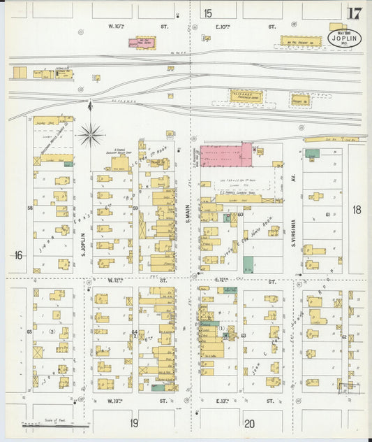 Sanborn Fire Insurance Map from Joplin, Jasper County, Missouri (1900), Sheet #0017 - Historic Sanborn Fire Insurance Map Print, vintage old map wall art, antique decor, genealogy gift, Missouri Missouri map