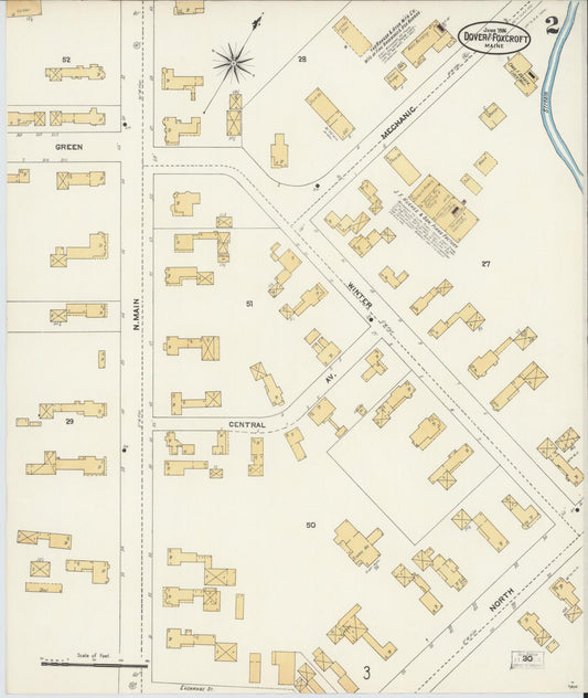 Sanborn Fire Insurance Map from Dover, Piscataguis County, Maine (1906), Sheet #0002 - Historic Sanborn Fire Insurance Map Print, vintage old map wall art, antique decor, genealogy gift, Maine Maine map