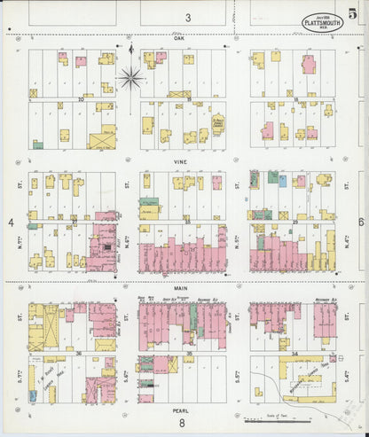 Sanborn Fire Insurance Map from Plattsmouth, Cass County, Nebraska (1899), Sheet #0005 - Complete Map Set gallery image, historic Sanborn map, vintage wall art, Nebraska Nebraska