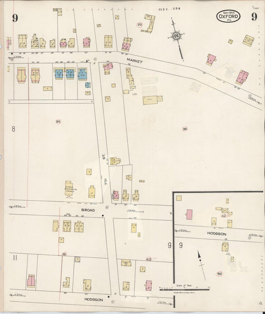 Sanborn Fire Insurance Map from Oxford, Chester County, Pennsylvania (1940), Sheet #0009 - Historic Sanborn Fire Insurance Map Print, vintage old map wall art, antique decor, genealogy gift, Pennsylvania Pennsylvania map