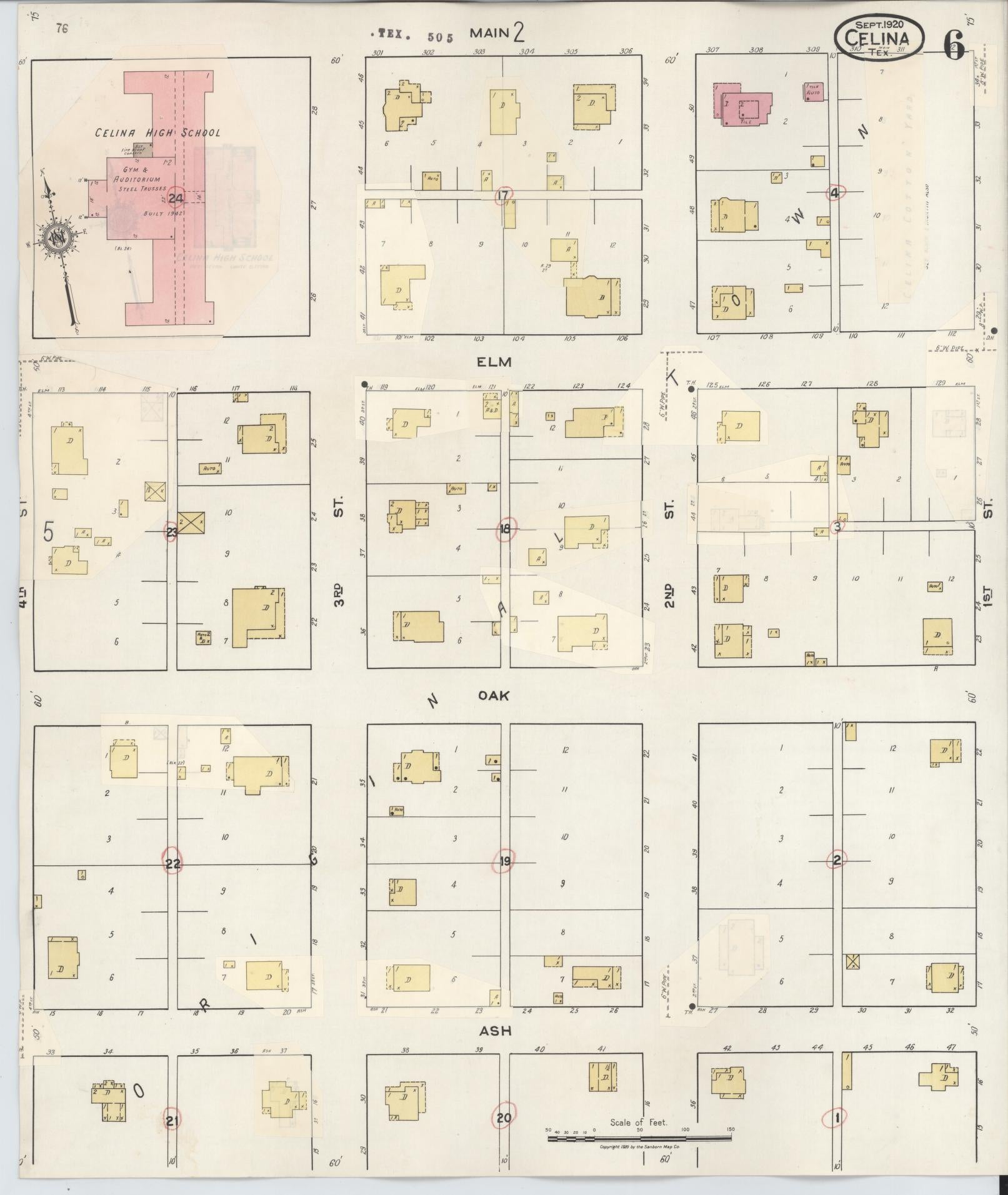 Sanborn Fire Insurance Map from Celina, Collin County, Texas (1944), Sheet #0006 - Historic Sanborn Fire Insurance Map Print, vintage old map wall art, antique decor, genealogy gift, Texas Texas map