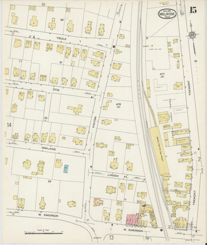 Sanborn Fire Insurance Map from Melrose, Middlesex County, Massachusetts (1915), Sheet #0015 - Complete Map Set gallery image, historic Sanborn map, vintage wall art, Massachusetts Massachusetts