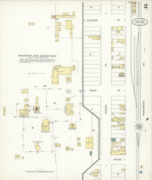 Sanborn Fire Insurance Map from Orting, Pierce County, Washington (1901), Sheet #0002 - Historic Sanborn Fire Insurance Map Print, vintage old map wall art, antique decor, genealogy gift, Washington Washington map