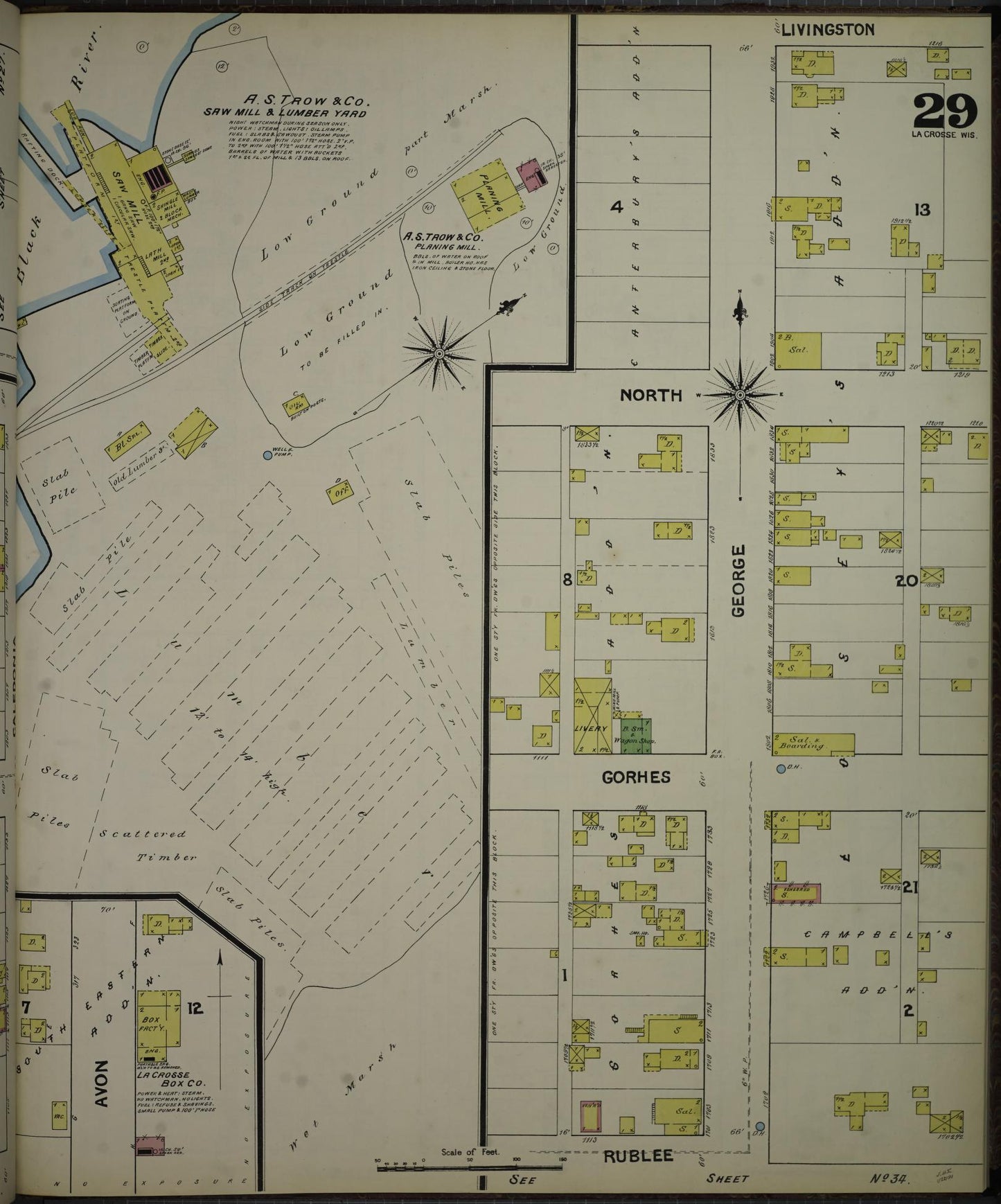 Sanborn Fire Insurance Map from La Crosse, La Crosse County, Wisconsin (1891), Sheet #0029 - Historic Sanborn Fire Insurance Map Print, vintage old map wall art, antique decor, genealogy gift, Wisconsin Wisconsin map